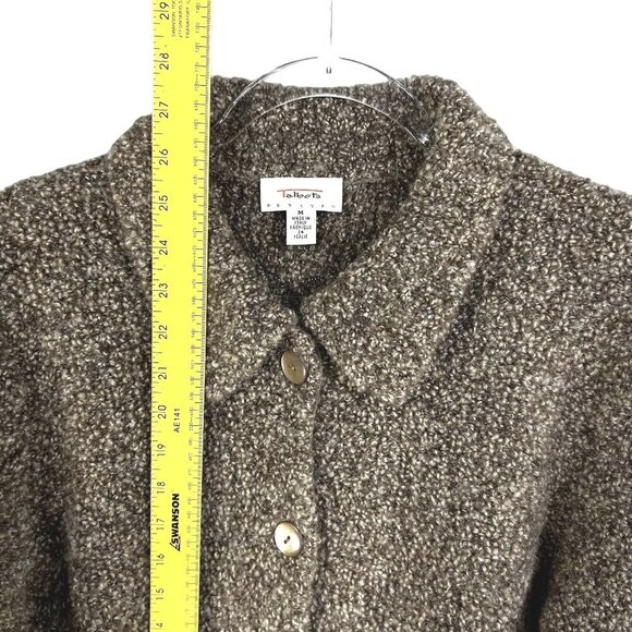 Talbots Womens M Wool Cardigan Made In Italy Marled Brown Grandmacore Timeless - Picture 10 of 16